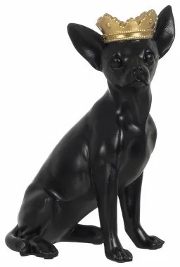 Statua Decorativa Nero Dorato Cane 17 x 11,7 x 25,5 cm