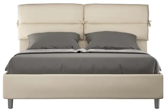 Letto matrimoniale con rete imbottito 160x210 similpelle tortora Nandy