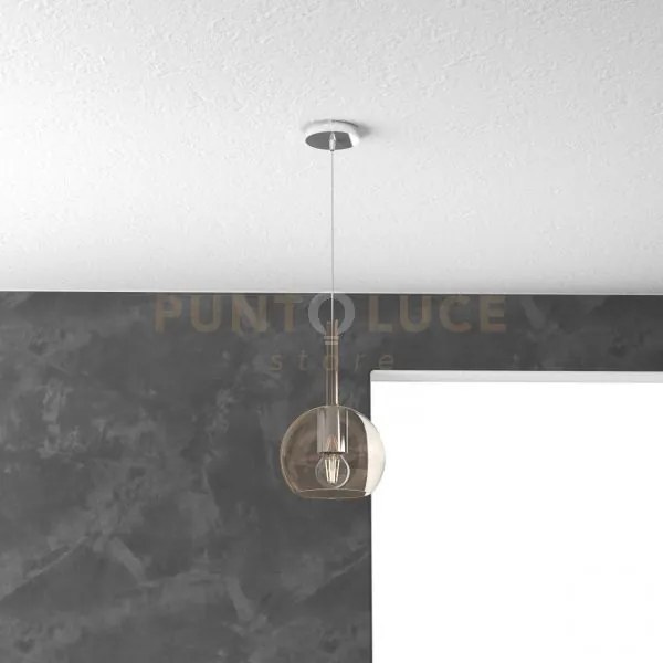 Sospensione cromo 1 luce piccola ambra 1155cr-sp-am