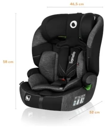 Lionelo - Seggiolino auto LEVI ONE i-Dimensioni 76-150 cm nero/grigio