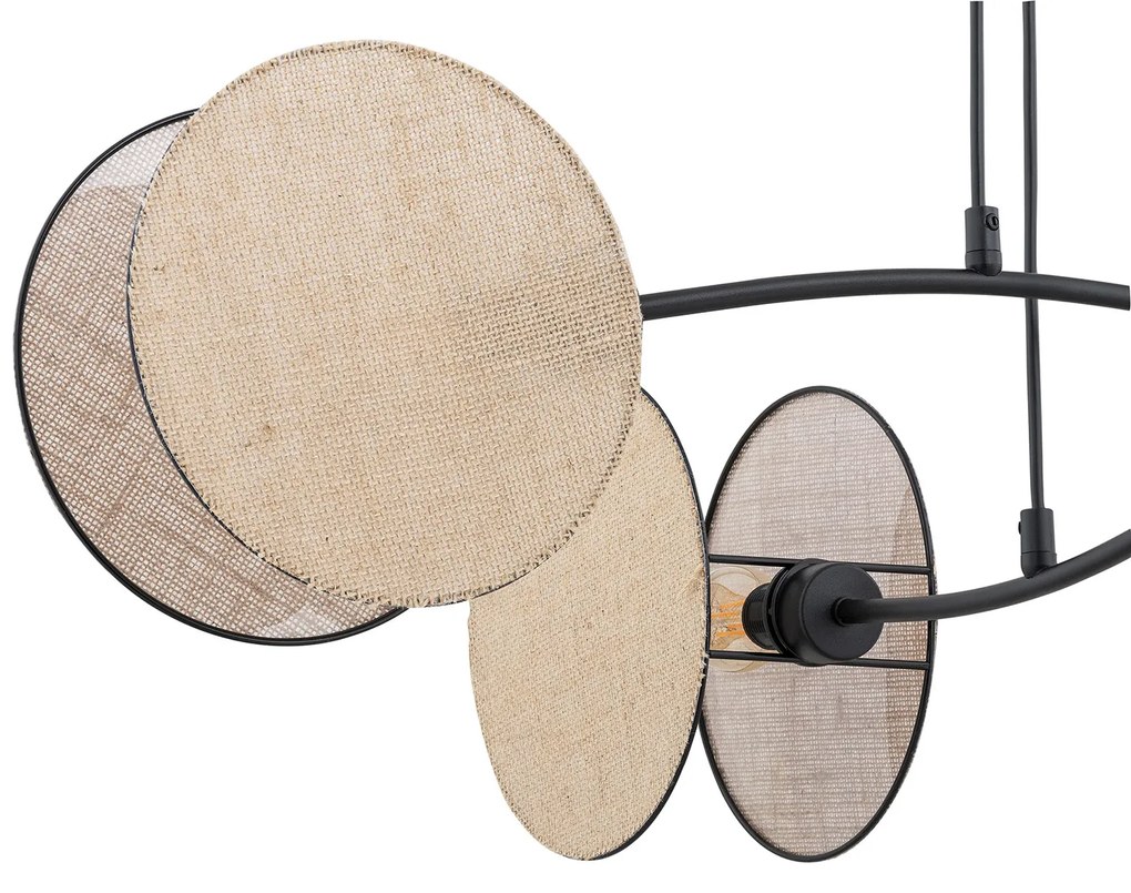 Lampada A Sospensione 4 Luci Moderna Nut In Acciaio Effetto Naturale