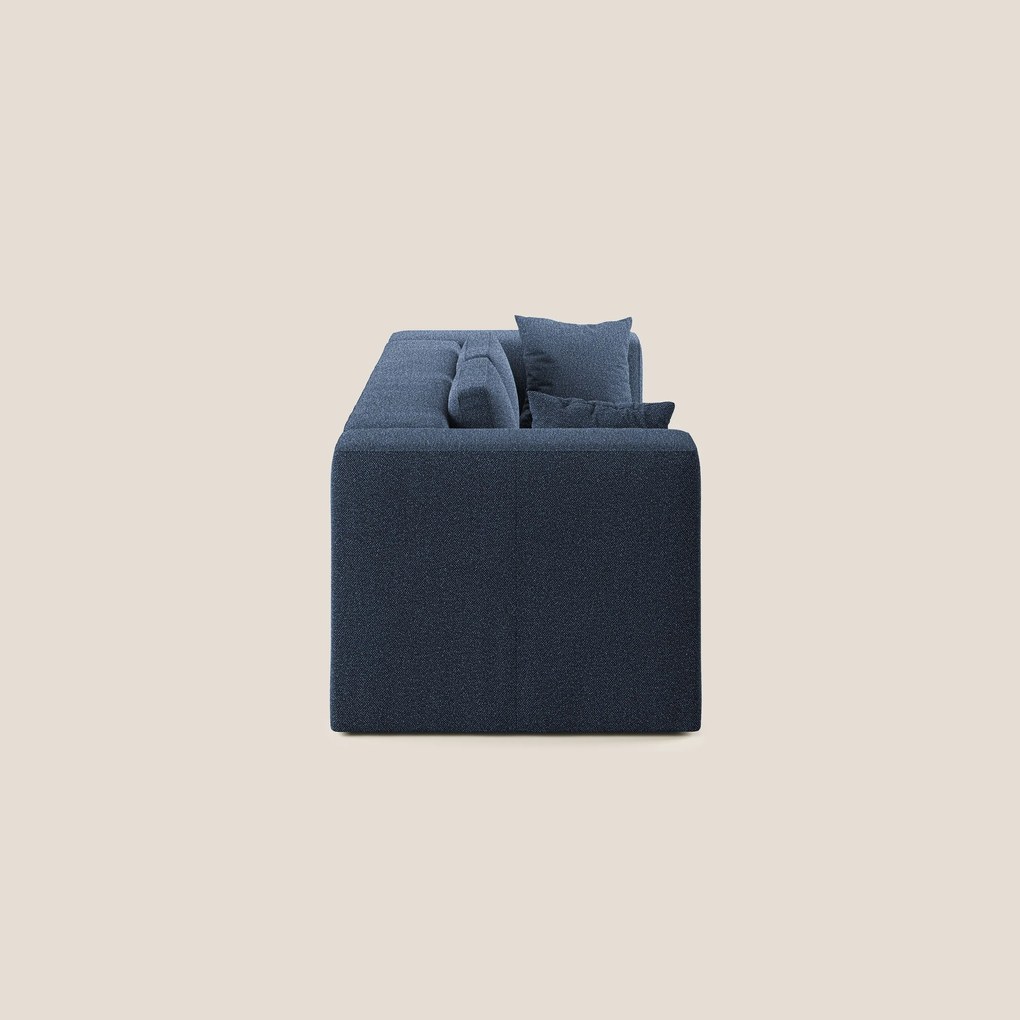 Nettuno divano moderno componibile in morbido tessuto bouclè T07 blu
