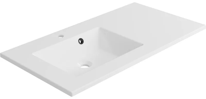 Lavabo integrale a incasso a sinistra rettangolare Neo L 91 x H 11.2 x P 48.5 cm in composito minerale di resina gelificata bianco