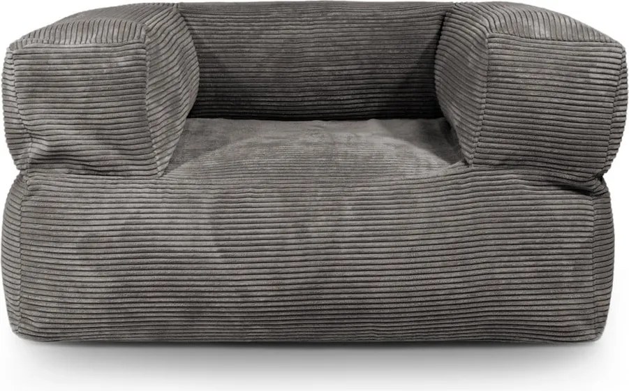 Puof a sacco grigio scuro con rivestimento in velluto a coste MooG – SLOWDOWN