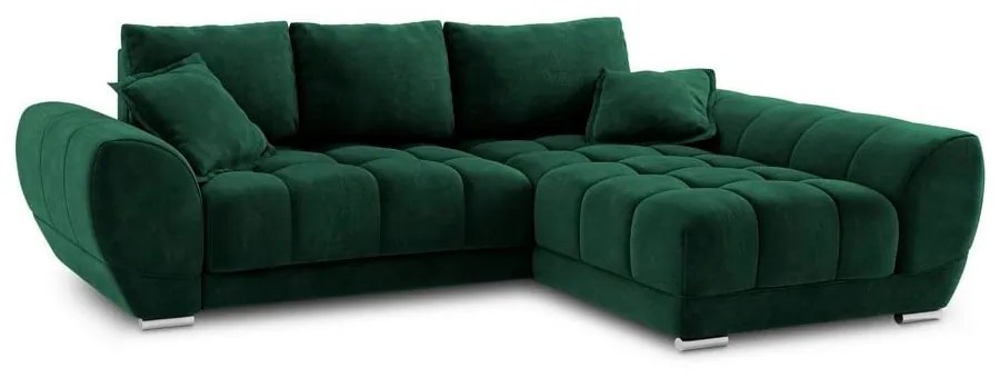 Divano letto angolare verde chiaro con rivestimento in velluto, angolo destro Nuage - Windsor &amp; Co Sofas