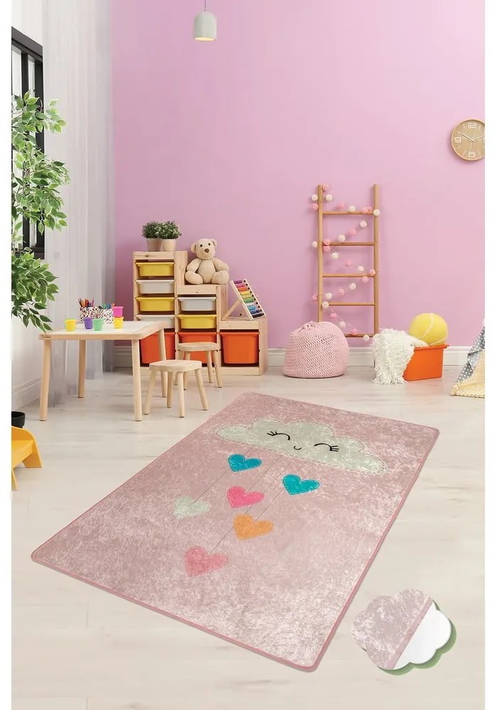 Tappeto rosa antiscivolo per bambini , 100 x 160 cm Baby Cloud - Conceptum Hypnose