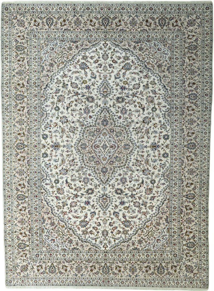 Kashan Tappeto 410 x 300 Beige (Iran) Annodato A Mano