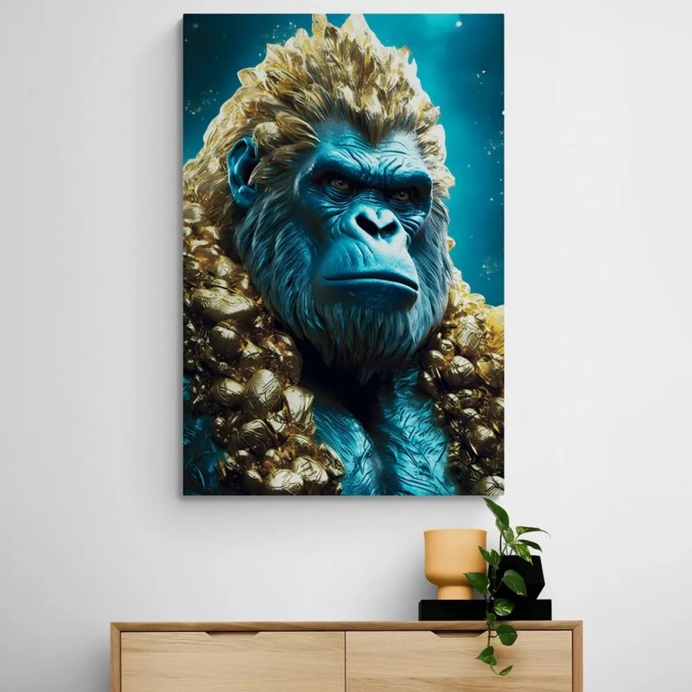 Stampa su tela – Gorilla blu-oro