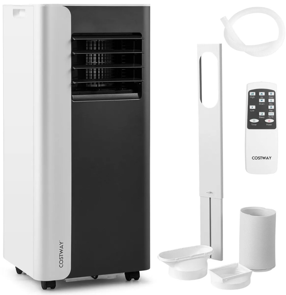 Costway Raffreddatore 3 in 1 con ventilatore e deumidificatore per stanze fino a 28㎡, Condizionatore portatile 7000 BTU Nero