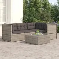 Set Divani da Giardino 4 pz con Cuscini in Polyrattan Grigiocod mxl 126407