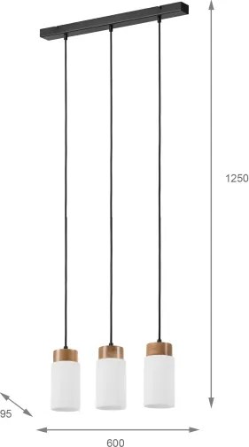 Lampadario sospeso su cavo MARKUS 3xE27/15W/230V nero/rovere