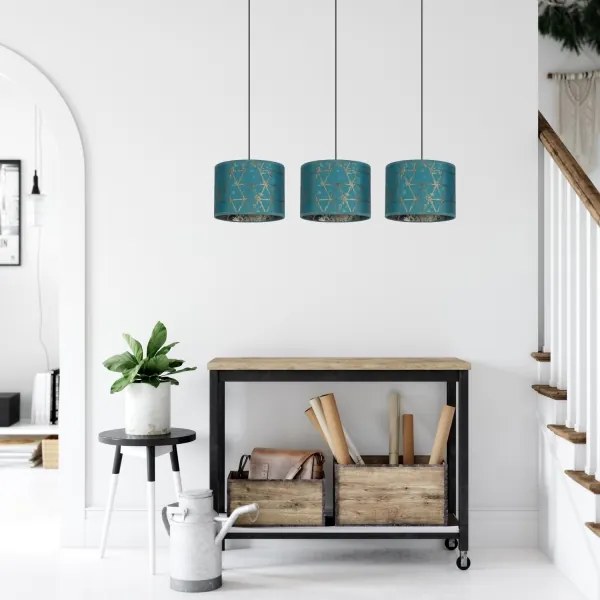 Lampadario su corda REZO 3xE27/60W/230V turchese