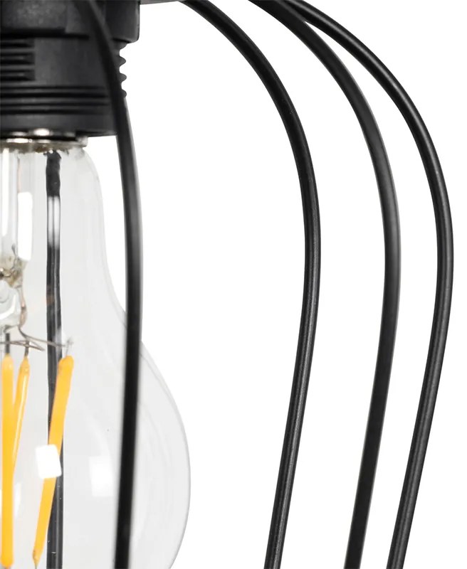 Lampada a sospensione intelligente nera con legno incl. 4 Wifi A60 - Stronk