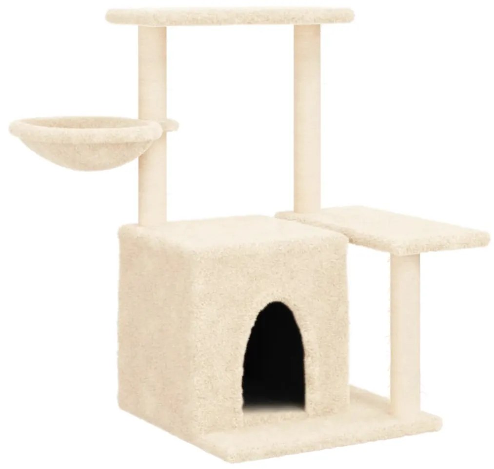 Albero per gatti con tiragraffi in sisal crema 83 cm