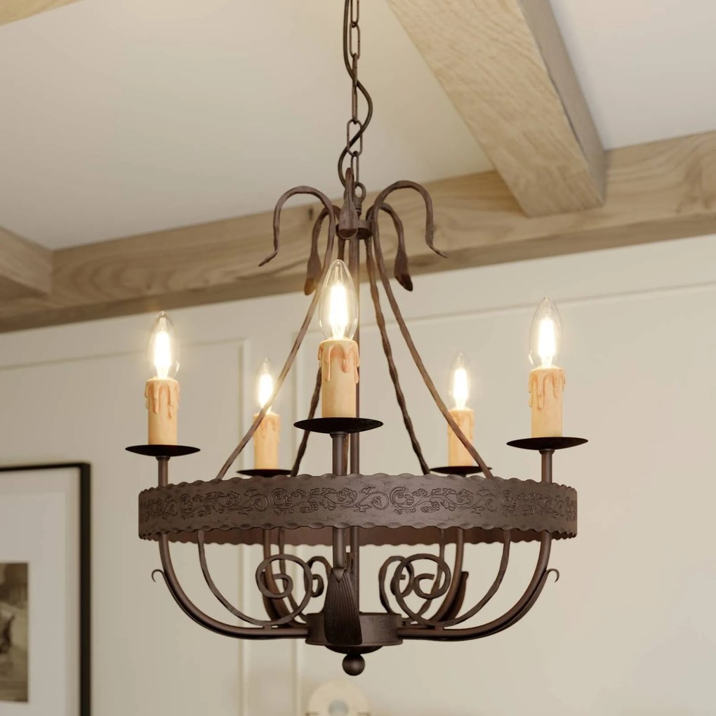 Lampadario a soffitto Loara Luminex, dimmerabile, Bronzo / Ottone antico, Soggiorno / Sala da pranzo, Metallo, Campagna / Rustiche, Lampadario