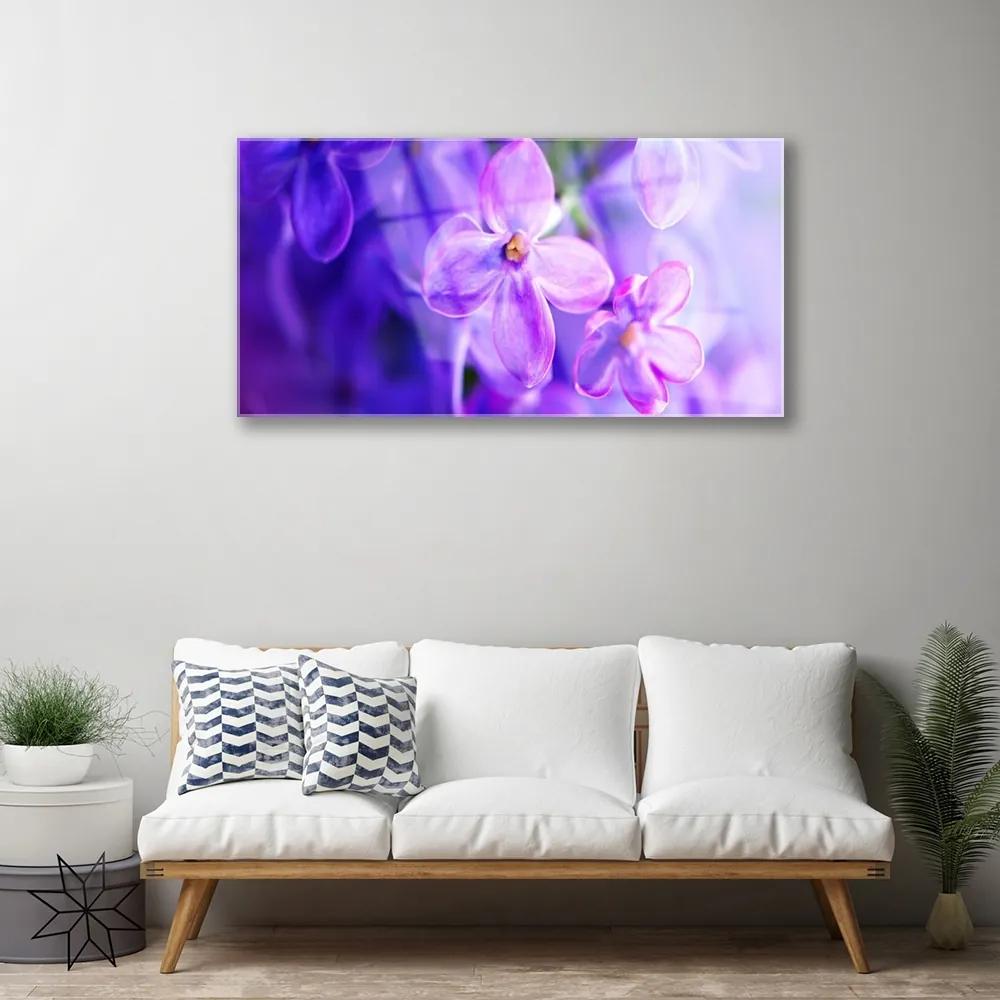Quadro acrilico Fiori viola della natura 100x50 cm