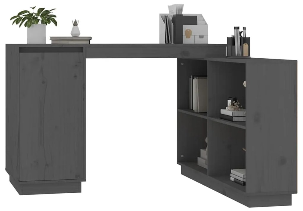 Scrivania grigia 110x50x75 cm in legno massello di pino