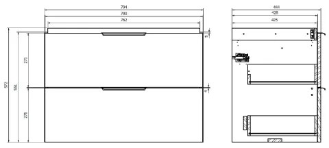 Cersanit S598-048-DSM- Mobile bagno sospeso sottolavabo MALIKA 80x45 cm bianco