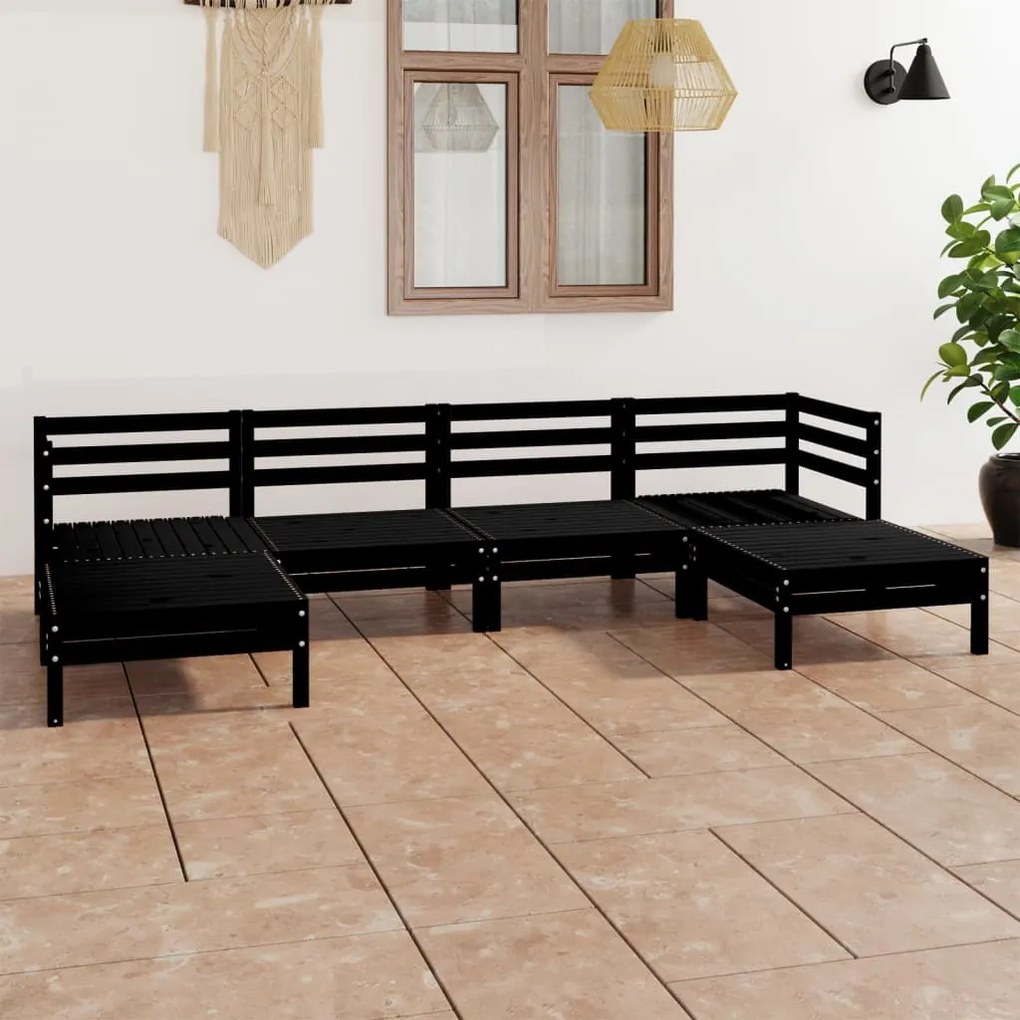 Set salotto da giardino 6 pz in legno massello di pino nero