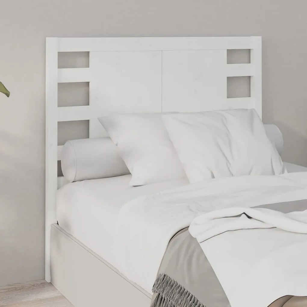 Testiera Per Letto Bianca 81x4x100 Cm İn Legno Massello Di Pino /