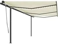 Tenda da Sole Retrattile Manuale con LED 6x3,5 m Crema cod mxl 55269