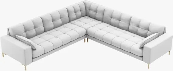 Divano angolare simmetrico Mamaia in tessuto Bouclé gambe oro – L256 cm