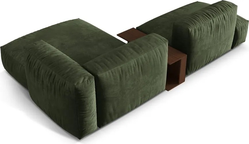 Divano angolare componibile verde (con penisola a destra/con chaise lounge) con rivestimento in velluto Martina – Micadoni