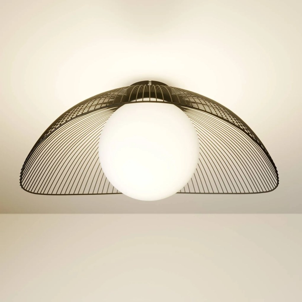 Lindby plafoniera Fabronia, bianco/nero, vetro, sfera, E27