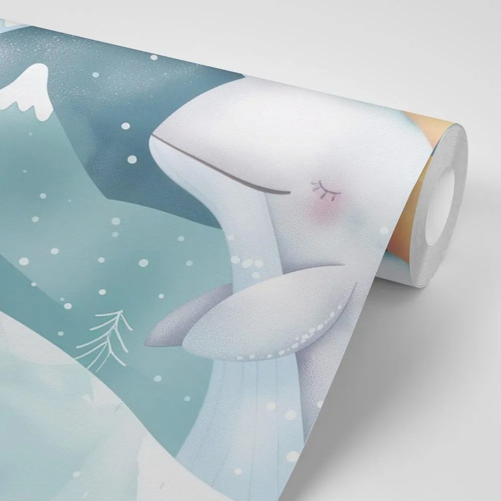 Carta da parati autoadesiva – Animali in paesaggio innevato per bambini