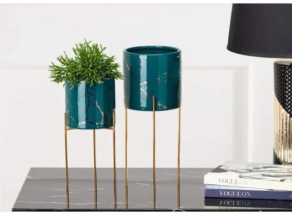 Portafiori NILA 32,5x13 cm verde/oro