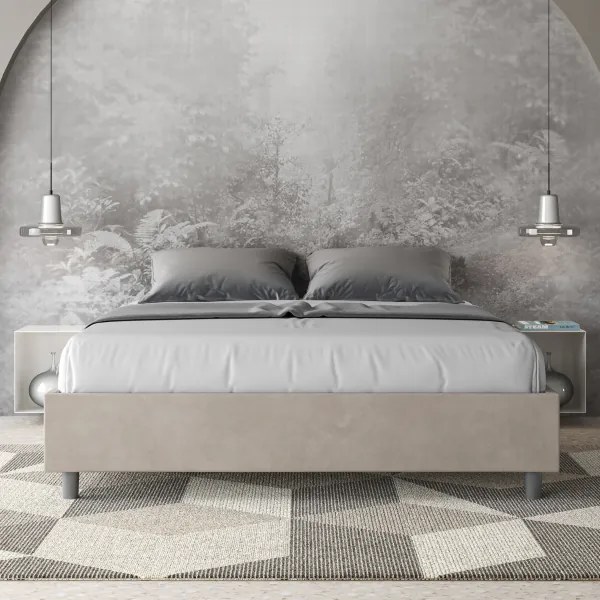 Letto contenitore da 160x190 in microfibra sabbia Azelia