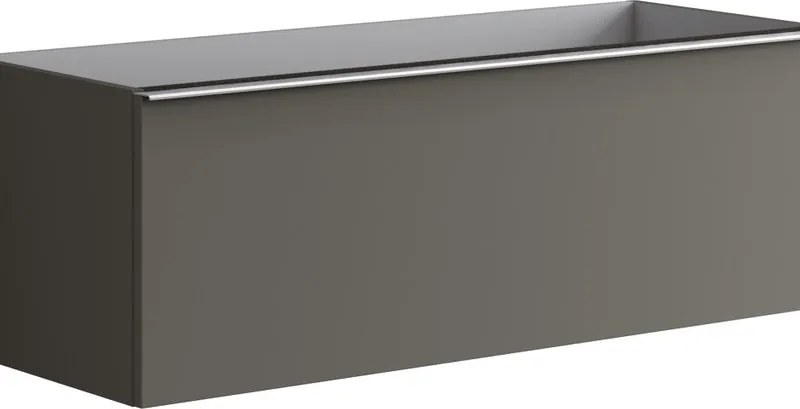 Mobile da bagno sospeso sotto lavabo Pixel plain 1 cassetto L 120 x H 40 x P 45.5 cm grigio carbone laccato opaco, con maniglia alluminio brillante