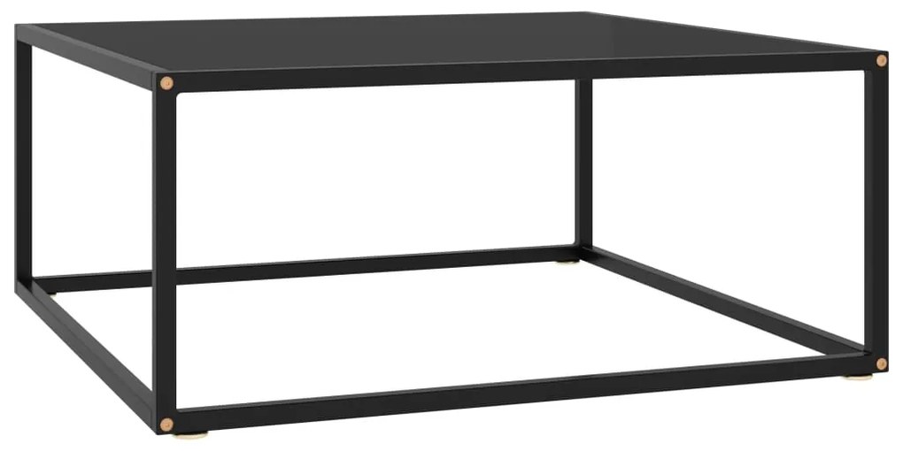 Tavolino da salotto nero con vetro nero 80x80x35 cm