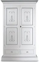 Armadio classico 2 porte legno bianco e filetti azzurro cenere 128x61x200