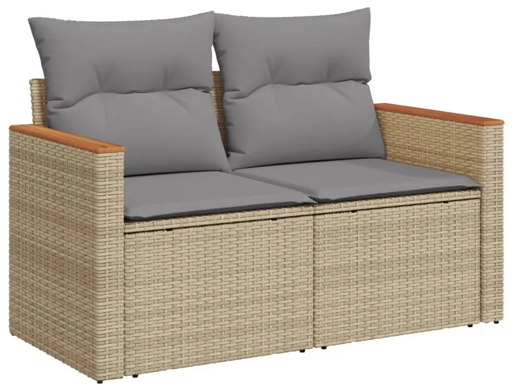 Set Divano da Giardino 11 pz con Cuscini Beige Misto Polyrattan