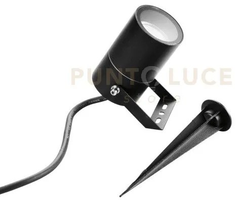 Proiettore akron nero con picchetto 1 luce attacco gu10 ip65 10x6cm