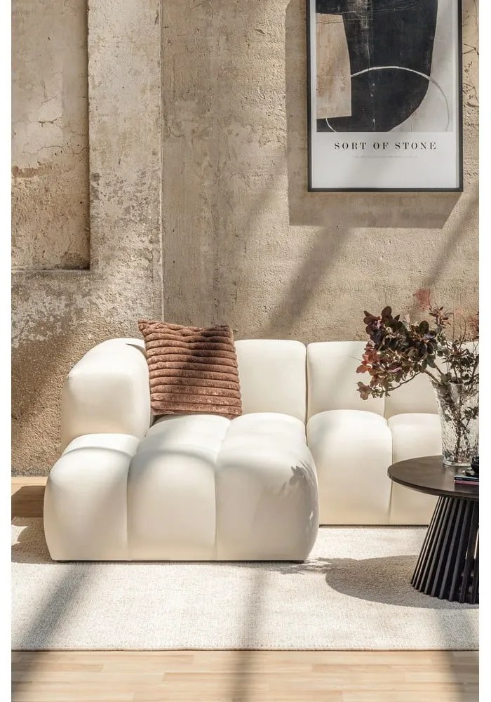 Divano angolare grigio (con penisola a destra e chaise lounge) con rivestimento in velluto Cube – Bonami Selection