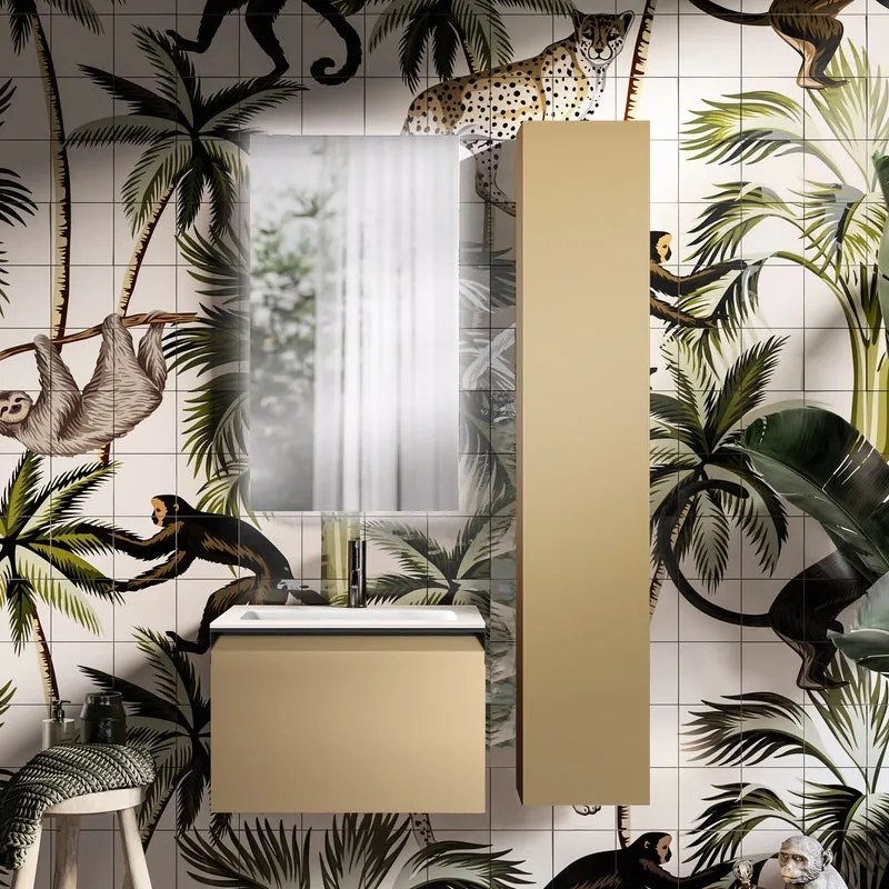 Mobile da bagno sospeso sotto lavabo L 59.5 x H 40 x P 45.5 cm giallo, 1 cassetto Fusion