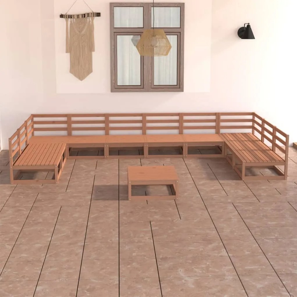 Set Divani da Giardino 11 pz in Legno Massello di Pino