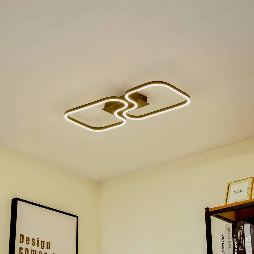 Plafoniera a LED Amiya Lucande, Nero, Soggiorno / Sala da pranzo, Alluminio, Moderno, Plafoniera LED