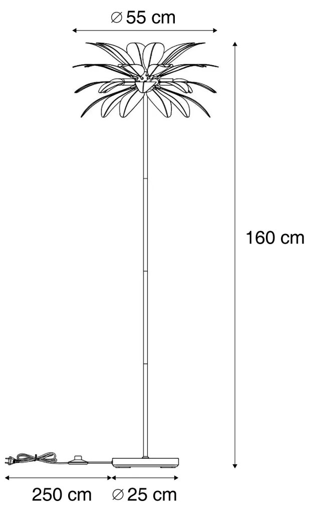 Lampada da terra Art Déco beige con piume bianche - Peahen