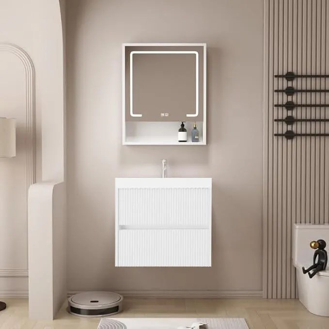 Mobile bagno con lavabo L 60 x H 51 x P 40 cm bianco in mdf 2 cassetti per vasca centrale Portofino