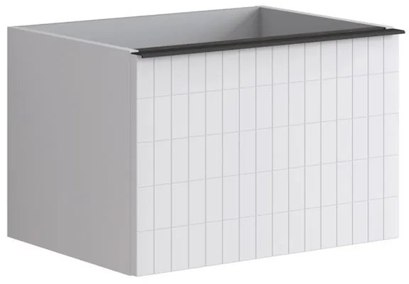 Mobile da bagno sotto lavabo Pixel grid bianco e maniglia alluminio nero laccato opaco L 60 x H 40 x P 45.5 cm 2 cassetti, lavabo non incluso