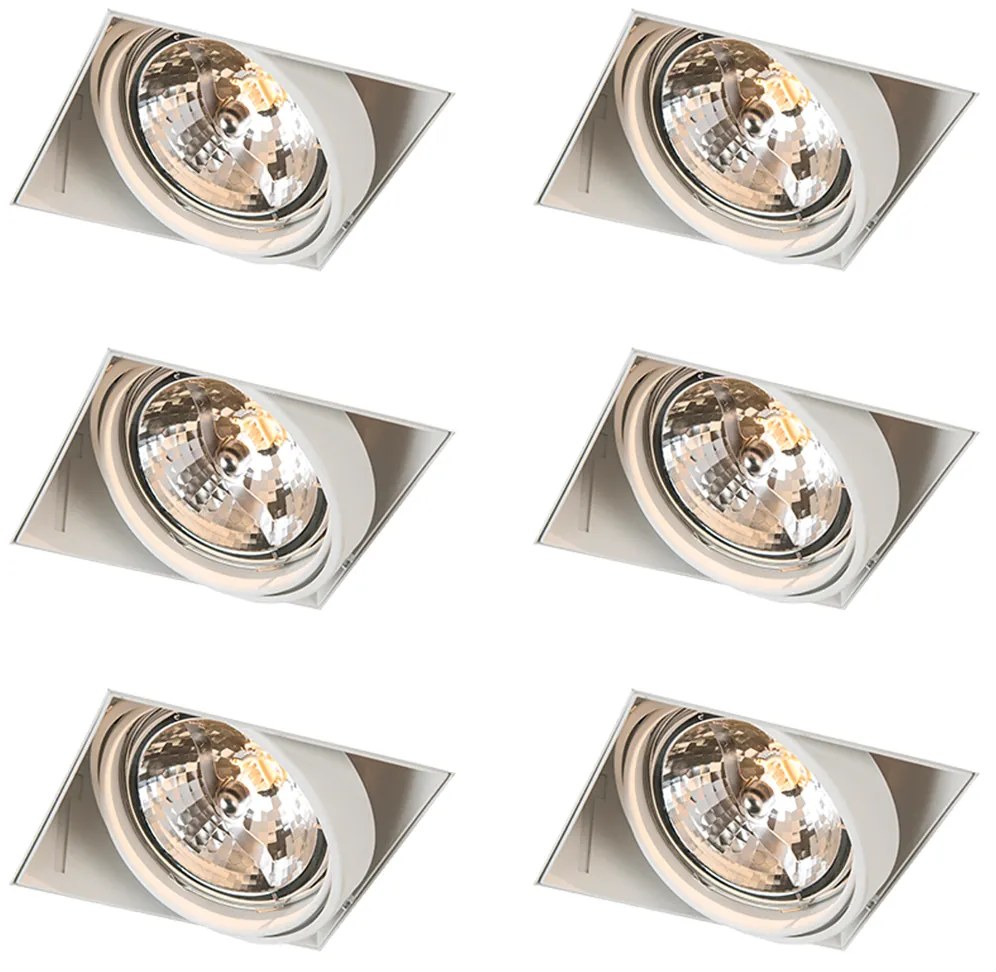 Set di 6 faretti da incasso bianchi AR111 orientabili e inclinabili senza cornice - Oneon