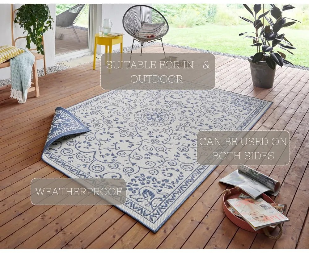 Tappeto da esterno blu e crema , 200 x 290 cm Leyte - NORTHRUGS