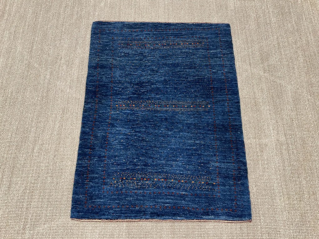 Loribaft Tappeto 90 x 120 Blu (Iran) Annodato A Mano