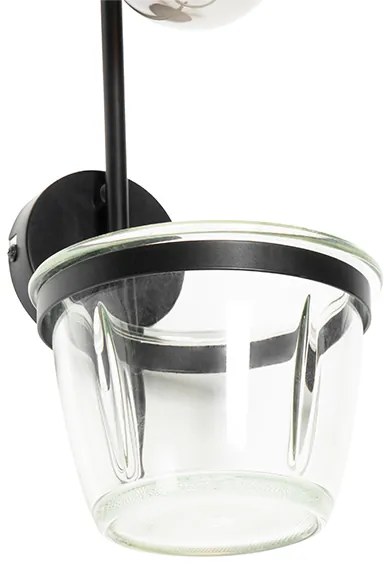 Applique moderna nera con vetro - Roslini