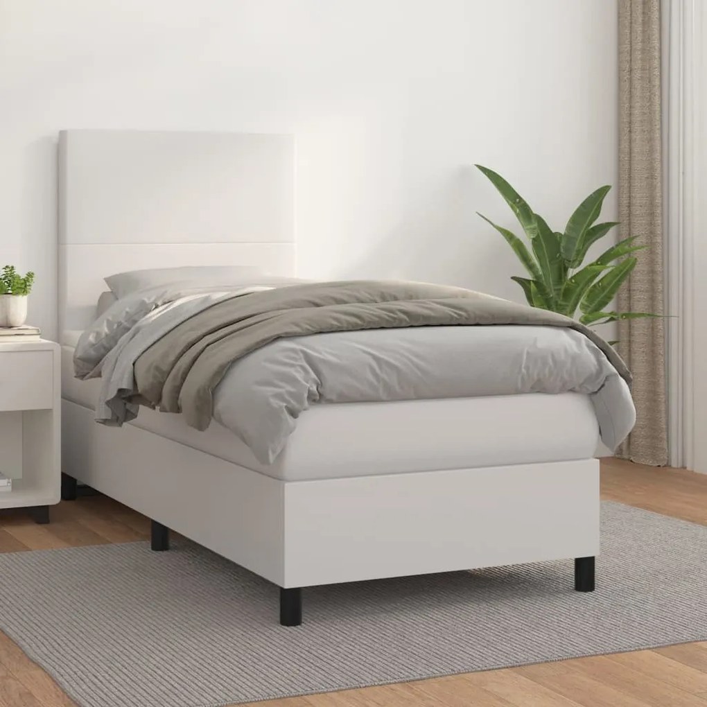 Giroletto A Molle Con Materasso Bianco 90x200 Cm İn Similpelle /