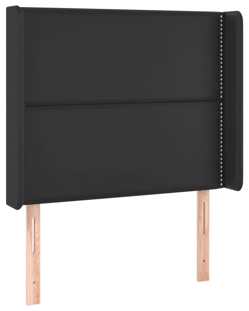 Testiera ad orecchio nera 83x16x118/128 cm in similpelle
