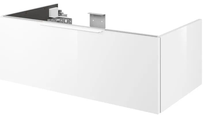 Mobile da bagno sotto lavabo SENSEA Neo bianco laccato lucido L 90 x H 32 x P 48 cm 1 cassetto, lavabo non incluso